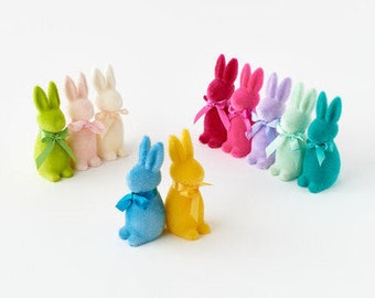 16 Inch Flock Bunny, Bunny Decor, Button Nose Bunny, Flocked Bunny ...