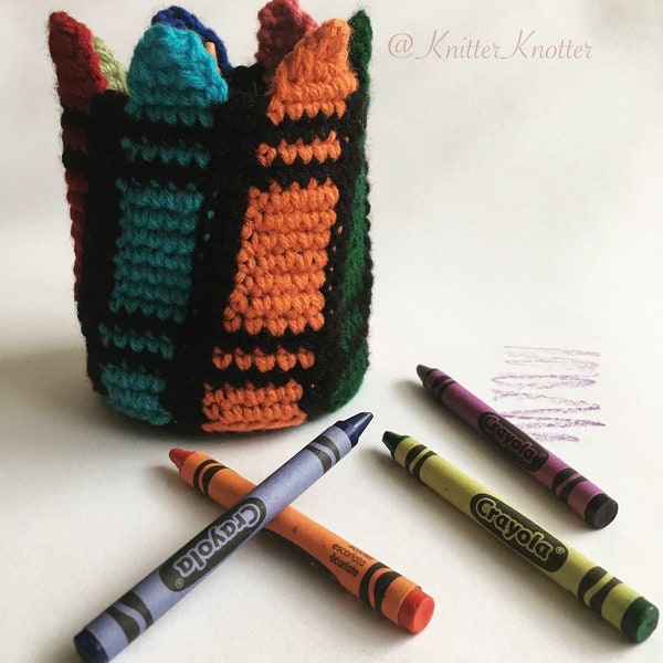 Colorful Crayon Holder Pattern - Crochet Crayon Organizer - Crayon storage - Back To School Organizer - Pencil Holder - Desktop