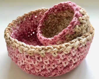 Cherry Blossom Stackable Baskets - Home Decor - Crochet Pattern