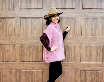 Easy Tunisian Crochet Pattern | Sparsh Poncho | Two Stitch pattern | PDF | Instant Download | Beginner | Cowl neck poncho | Womens poncho
