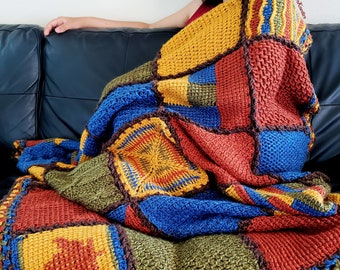 Learn Tunisian Crochet. PDF Tunisian Crochet Sampler Blanket (25 stitches) PATTERN for Beginner. Tutorial with modern square designs
