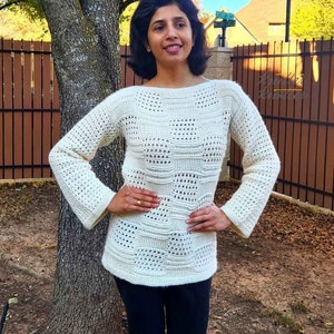 Easy Tunisian Pullover Sweater | PDF Pattern | Instant Download | Tunisian Crochet