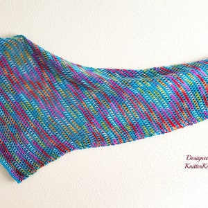 Turquoise Fiesta Shawl Tunisian crochet pattern PDF Tunisian Full Stitch image 2