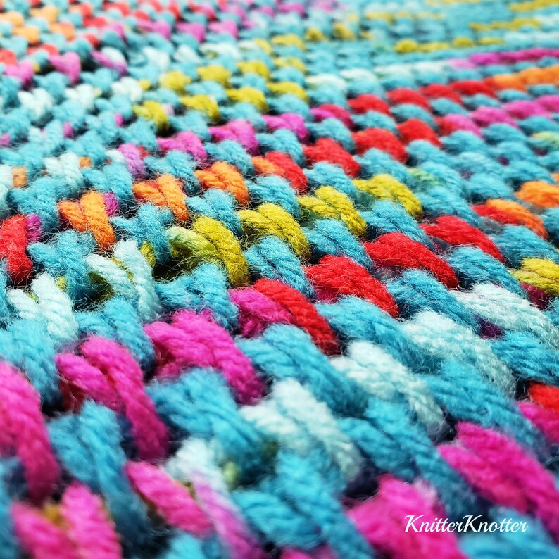 Turquoise Fiesta Shawl Tunisian crochet pattern PDF Tunisian Full Stitch image 6