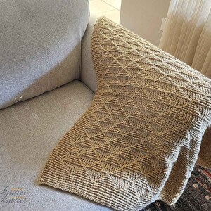 Easy 2 Stitch Textured Tunisian Crochet Blankets Beginner Friendly PDF Pattern Instant Download Adjustable Size Modern Home Decor image 6