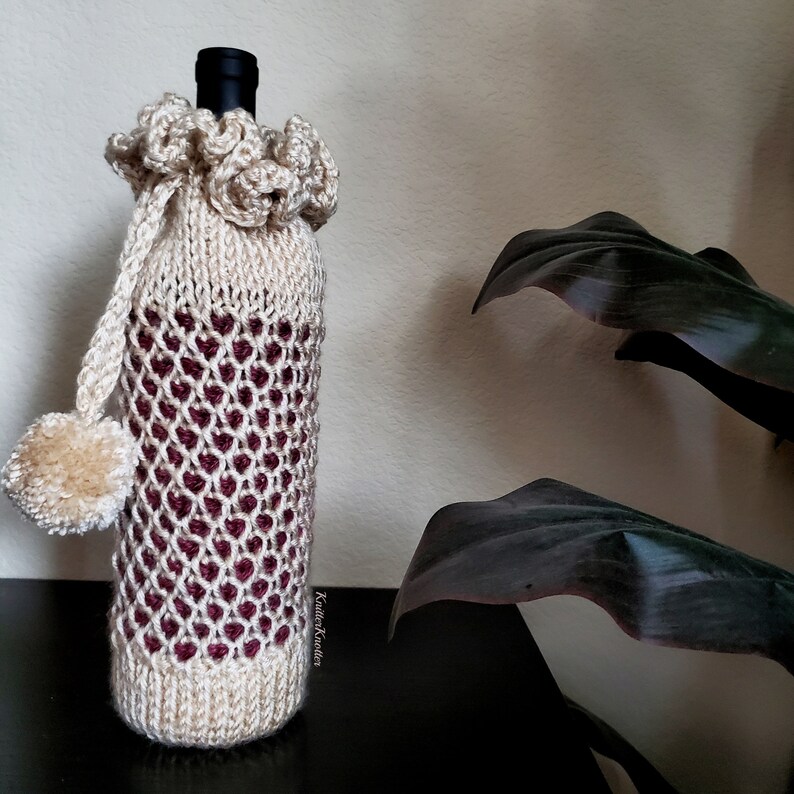 Tunisian Crochet Wine Bottle Cozy Pattern Crochet Wine Bottle Cover Pattern PDF Instant Download Christmas Gift Crochet Pattern image 6