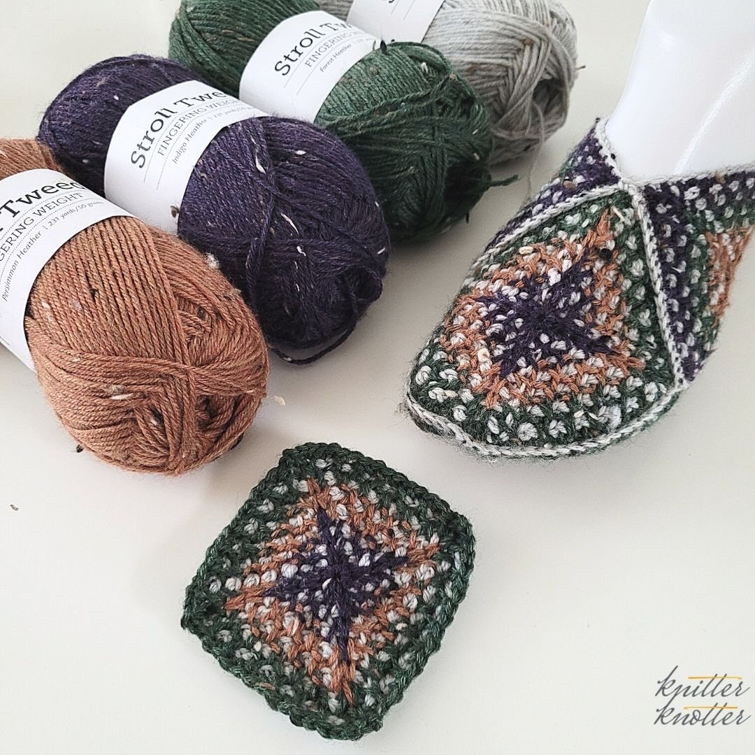 Tunisian Granny Square Slippers Pattern Tunisian Crochet PDF Instant