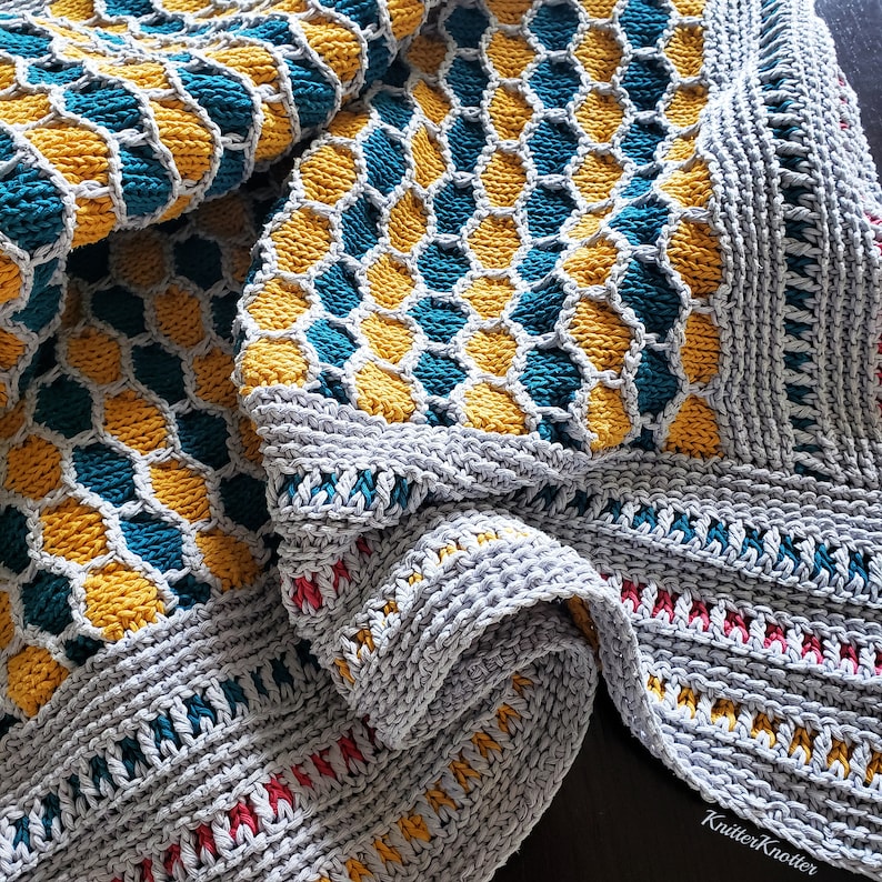 Madhu Honeycomb Blanket Tunisian Crochet Pattern PDF | Etsy