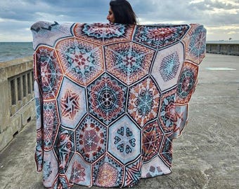 20 Hexagons - Tunisian-In-The-Round Blanket Pattern - Ipsa CAL  | Tunisian Crochet | Instant Download - PDF