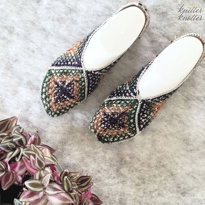 Tunisian Granny Square Slippers Pattern Tunisian Crochet PDF Instant