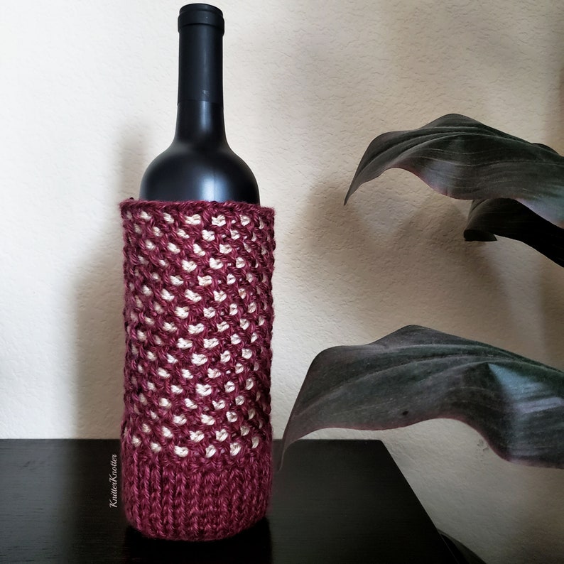 Tunisian Crochet Wine Bottle Cozy Pattern Crochet Wine Bottle Cover Pattern PDF Instant Download Christmas Gift Crochet Pattern image 7