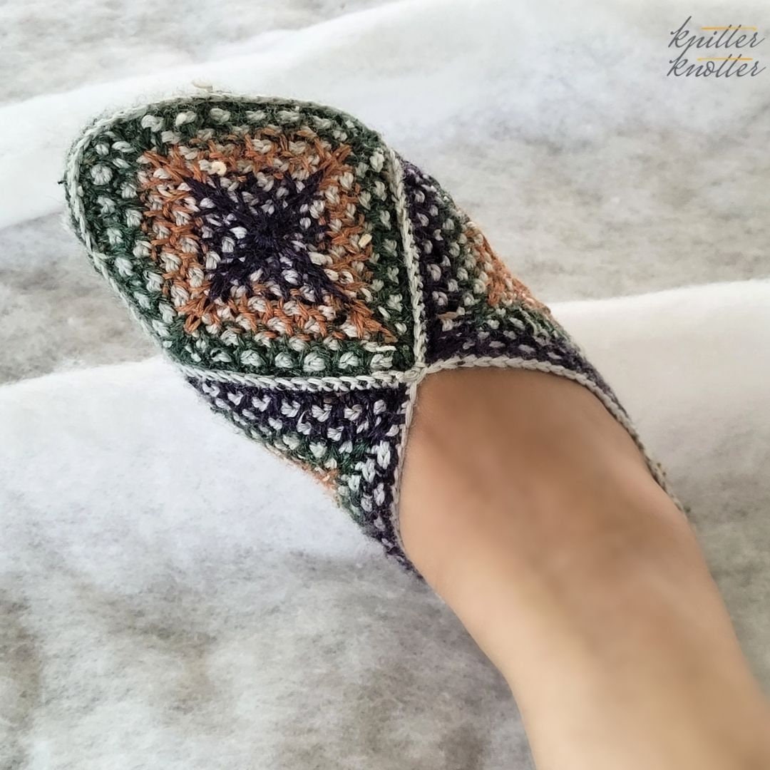 Tunisian Granny Square Slippers Pattern Tunisian Crochet PDF Instant