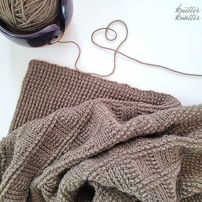 Easy Tunisian Crochet Blanket Beginner Friendly PDF Pattern Instant Download Adjustable Size Baby Blanket Textured Pattern image 4