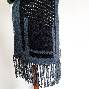 Tunisian Crochet Shawl With Pockets Easy Boho Wrap Scarf image 7