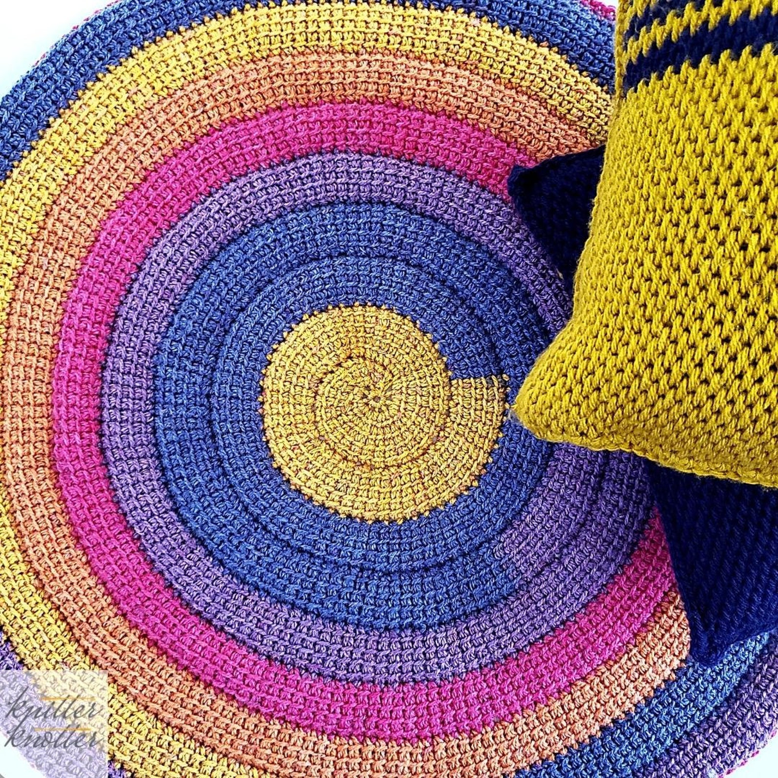 Tunisian Crochet Spiral Rug | Easy Pattern | PDF | Instant Download