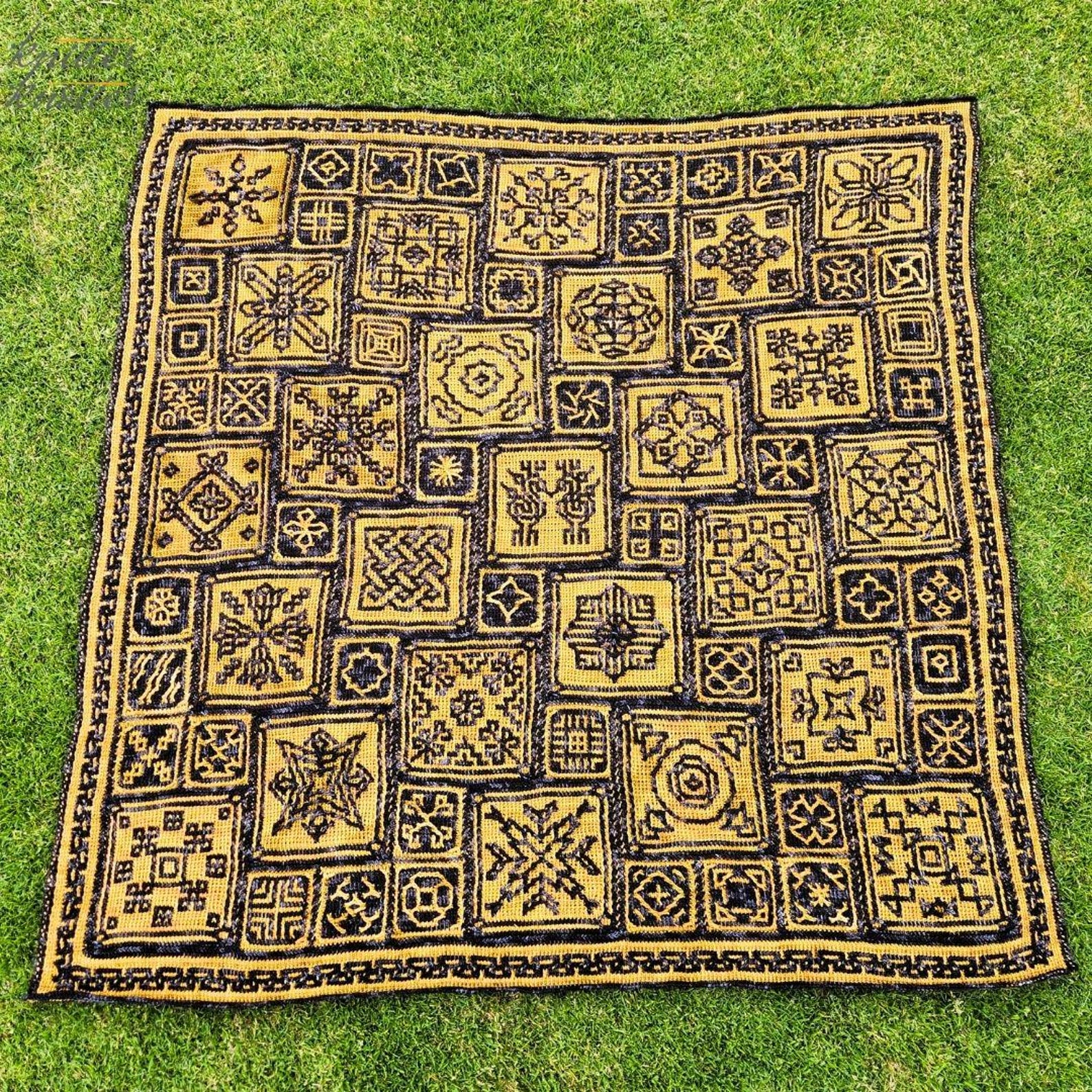 70 Squares - Tunisian Mosaic Crochet Blanket Pattern - Sona CAL ...