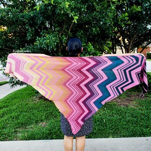 Disha Shawl Triangle Scarf Crochet Pattern Moss Stitch Chevron Wrap PDF pattern Instant Download US Terms Modern Design image 8