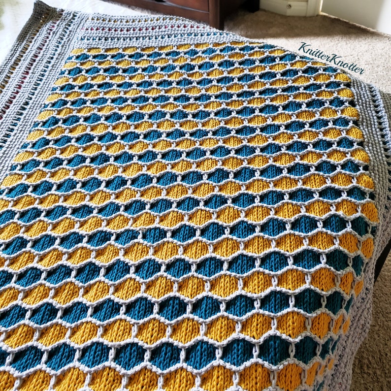 Madhu Honeycomb Blanket  Tunisian Crochet Pattern  PDF  image 1