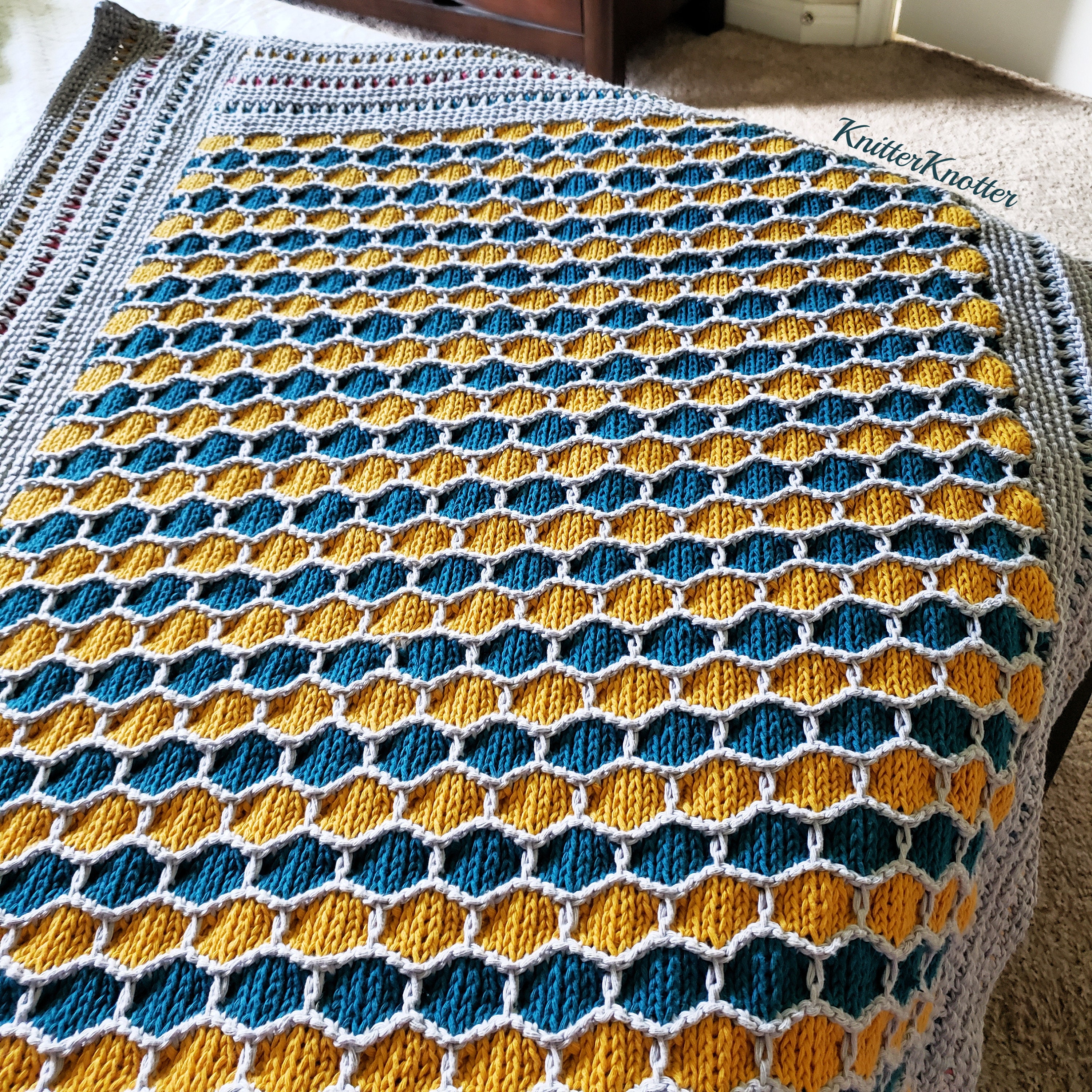 Madhu Honeycomb Blanket Tunisian Crochet Pattern PDF Overlay Tunisian  Crochet 