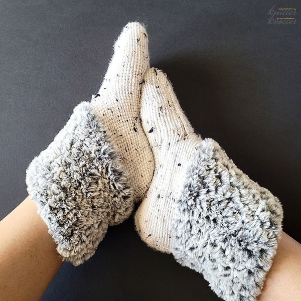 Shweta Slipper Boots with Faux Fur Trim | Tunisian Crochet | PDF | Instant Download | Handmade Gift | US Sizes 0-12.5 (Children & Adults)