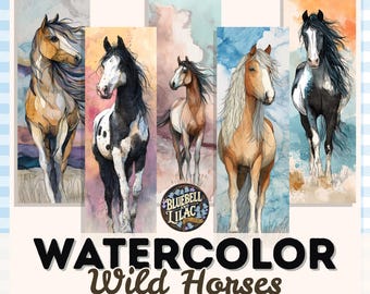 Wild Horses Bookmark - Horse Bookmarks - Print At Home - Book Club Craft - DIY Bookish Gift - Bookmark Printable Sheet - Cowgirl Bookmark