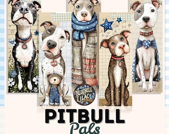 Segnalibro con cane Pitbull - Cani di razza Bully - Staffordshire Terrier - Regalo per mamma cane - Segnalibro per cane - Segnalibro con cane eccentrico - Arte con cane carino - Collage