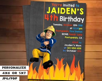 Fireman Sam Invitation Etsy