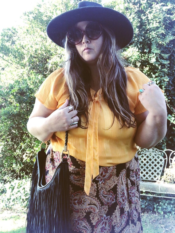 Vintage 70’s mustard yellow plus size blouse