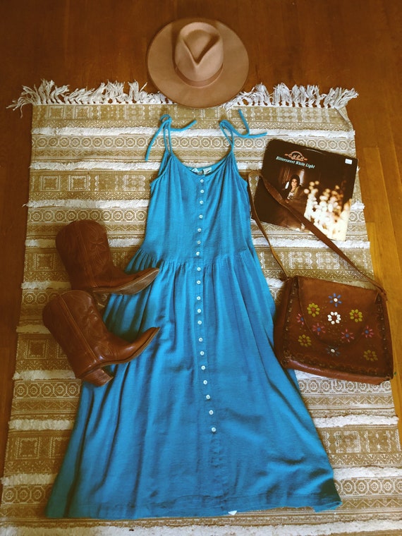 Vintage 70’s Adini Indian cotton teal dress