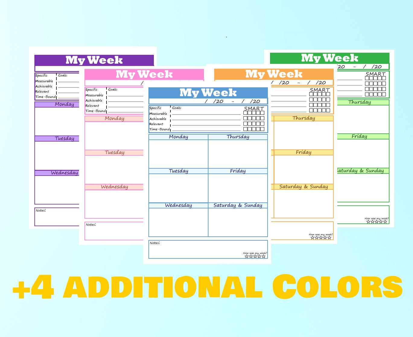 My Week Planner With SMART Goals | Printable Weekly Planner Template - Etsy