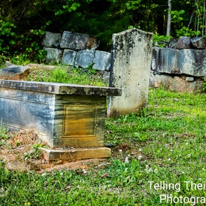 Tomb Crypt and Stone Wall Cemetery Graveyard Photographic Print Historic Eatonton GA