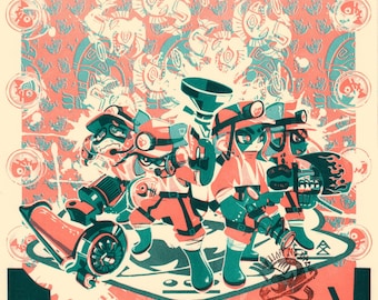 Salmon Run Grizzco Recruitment Risograph Poster