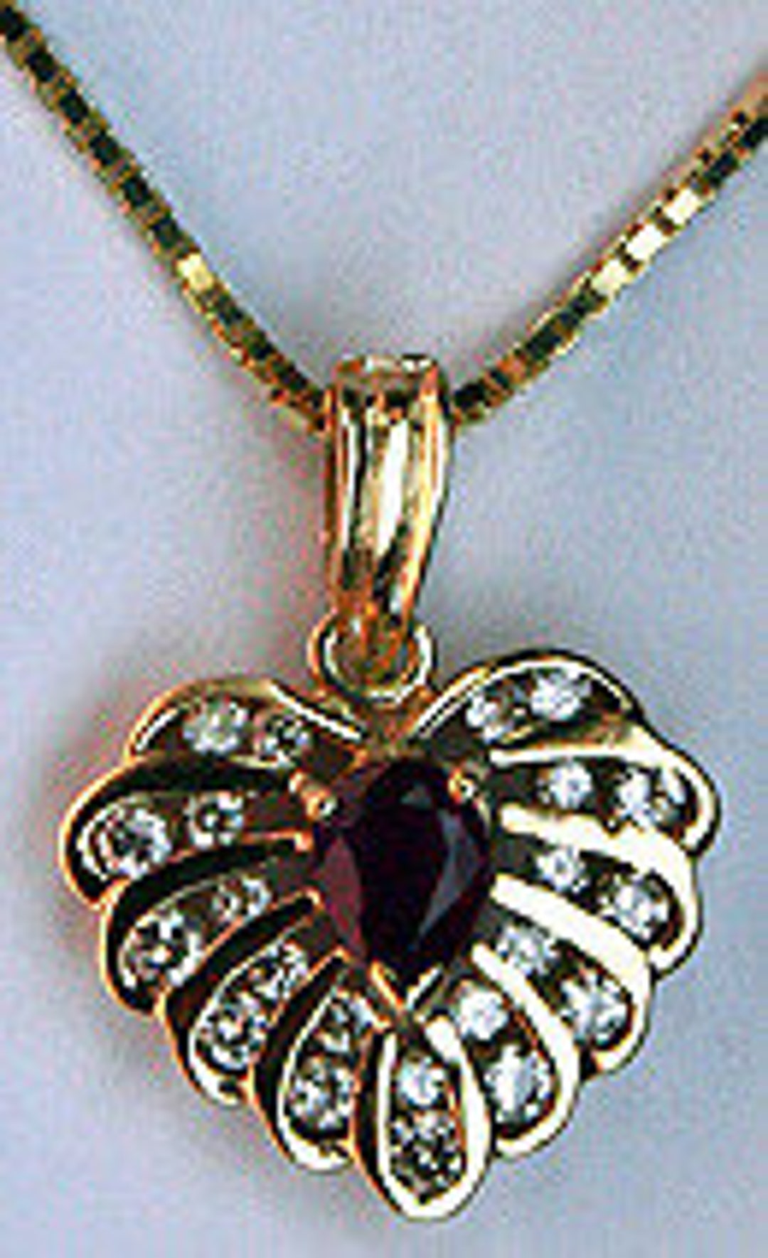 14k Yellow Gold Ruby Heart Pendant 22 Diamonds Etsy