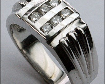 Diamond .42ct Men's White Gold Ring