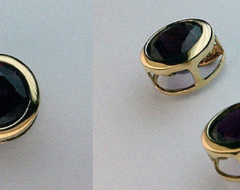 Round Garnet Earrings in 14kt Yellow Gold
