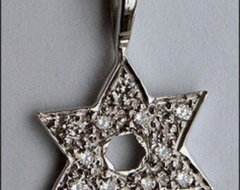 White Gold Jewish Star of David Pendant Jewish