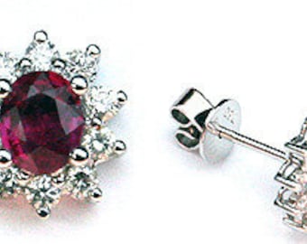 Ruby Studs .80ct  with Diamonds