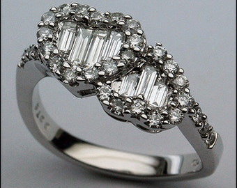 Double Heart Ring - 18kt Double Heart with Diamonds