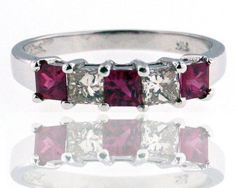 Pink Sapphire and G Color Diamond Ring