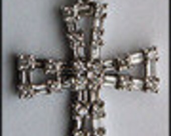 18kt Round and Baguette Diamond Cross - .71ct Diamond