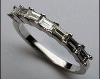 Diamond Wedding Band .53ct  with 7 Baguette Diamonds