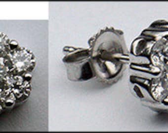 Diamond Stud Cluster .75ct  Earrings