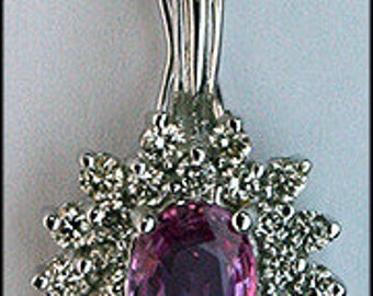 Pink Sapphire Pendant .92ct  with Diamonds