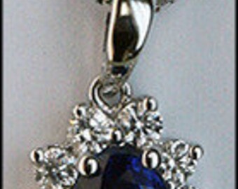 Blue Sapphire .86ct  Pendant in 18kt White Gold