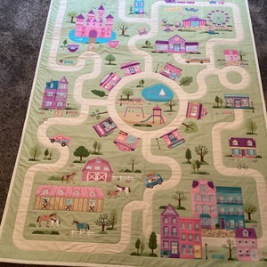 Princess Village Theme Play Mat*, Toddler Quilt*, Baby Girl Quilt*, Baby Shower Gift*, Crib Blanket*, Ready to Ship, Extra Large Blanket