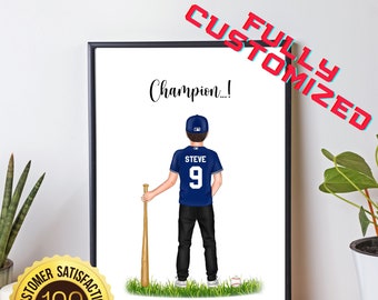 Personalized Baseball Banner | Custom Baseball Portrait  | Baseball Wall Art | Cubs Gift | Baseball Gift| Baseball Coach Gift