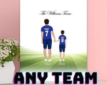 Personalised dad and son Print, Football Any Team, Personalised Gifts for Dad, Father's Day Gift, gift for father, Dad and Kids