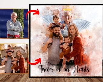 Add Deceased Person to Family Portrait, Memorial Art Photo, Loss Of Mother, Loss Of Father, Add People To Photo, Painting from Photo