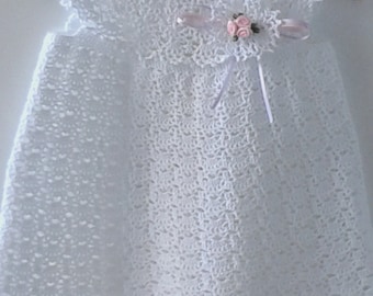 Christening Gown Baby Dress, Crochet Dress, Baptism Dress Girl, White Dress, Lace Baby Outfit, Baby Gown, Hand Crocheted Gown