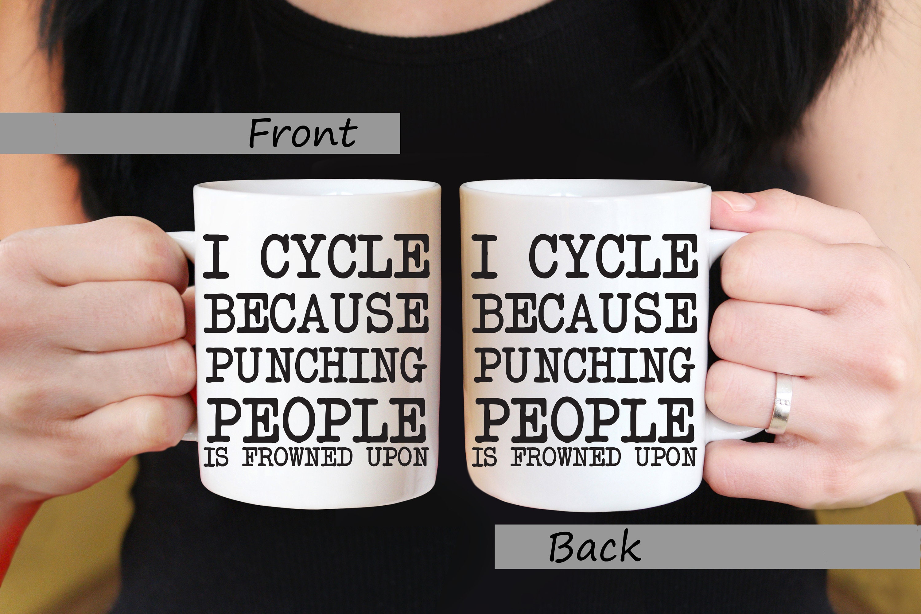 I Cycle Because Punching People Is Frowned Upon Funny Coffee Mug Cycling 1428